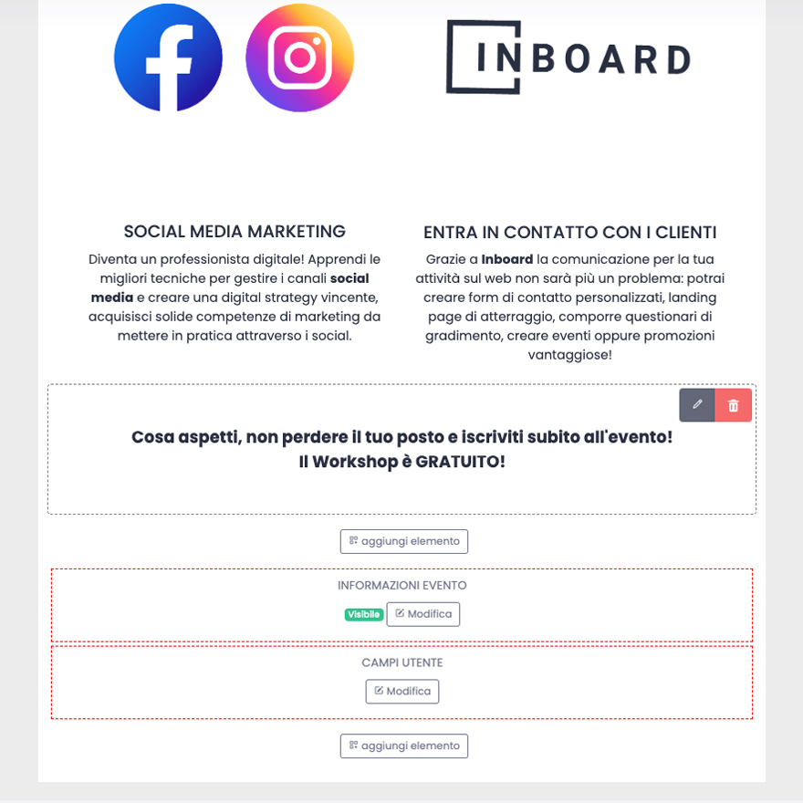 Crea un template personalizzato ai tuoi eventi